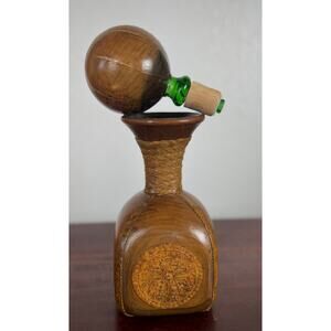 Italian Leather Wrapped Glass Decanter 1970s Barware Decor